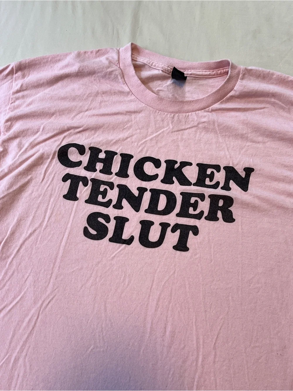 Gildan Pink Short Sleeve Tee with Black funny Graphic Text